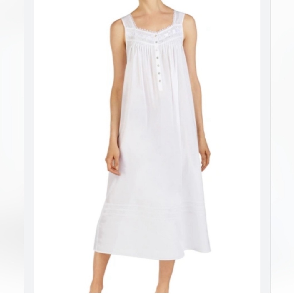 Eileen West White Cotton Lawn Ballet Gown Maxi Nightgown Dress S - Picture 2 of 12
